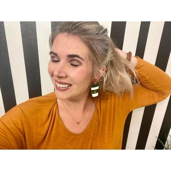 Pumpkin Fall Coffee Earrings - Picture 4 of 4